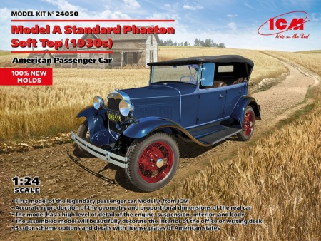 ICM 1:24 - Ford Model A - Standard Phaeton Soft Top (1930s) (24050)