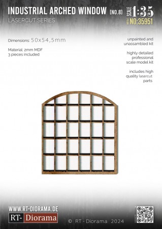 RT-Diorama 1:35 - 35951 Lasercut Industrial Arched Window No.8