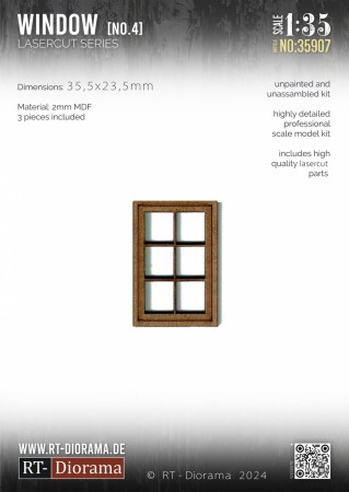 RT-Diorama 1:35 - 35907 Lasercut Georgian Bar Window No.4 (3 pcs)