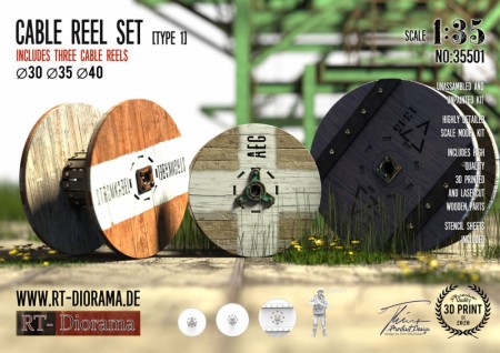 RT-Diorama 1:35 - 35501 Cable Reel Set (3 pcs. / Small)