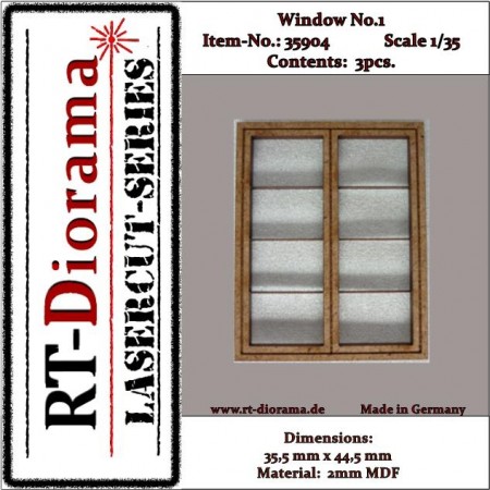 RT-Diorama 1:35 - 35904 Lasercut Georgian Bar Window No.1 (3 pcs)