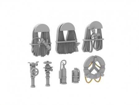 HS Models 1:200 - US Navy Fire Hose & Velve, Life Ring Set
