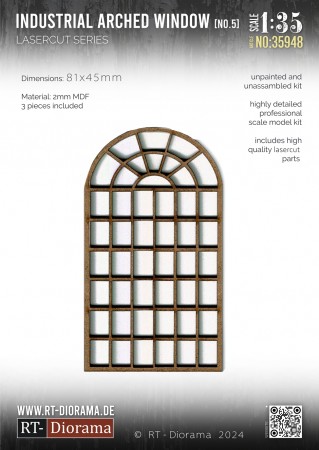 RT-Diorama 1:35 - 35948 Lasercut Industrial Arched Window No.5