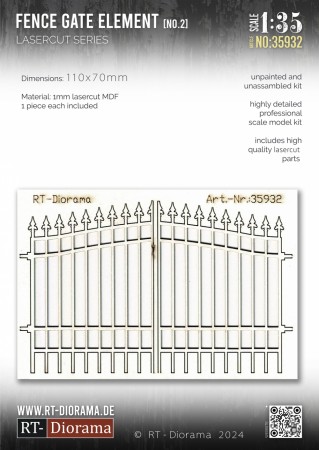RT-Diorama 1:35 - 35932 Lasercut Fence Element No.2 (in Frame)