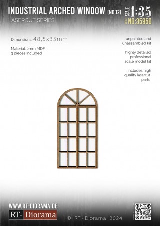 RT-Diorama 1:35 - 35956 Lasercut Industrial Arched Window No.12