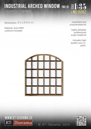 RT-Diorama 1:35 - 35952 Lasercut Industrial Arched Window No.9