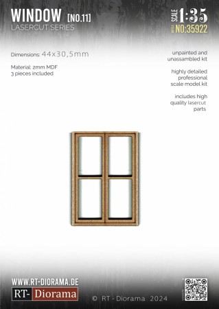 RT-Diorama 1:35 - 35922 Lasercut Georgian Bar Window No.11 (3 pcs)