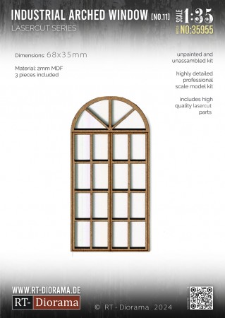 RT-Diorama 1:35 - 35955 Lasercut Industrial Arched Window No.11