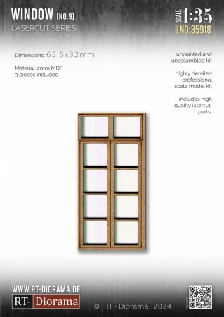 RT-Diorama 1:35 - 35918 Lasercut Georgian Bar Window No.9 (3 pcs)