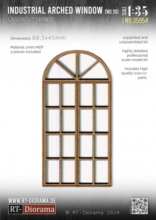 RT-Diorama 1:35 - 35954 Lasercut Industrial Arched Window No.10