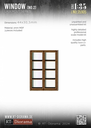 RT-Diorama 1:35 - 35905 Lasercut Georgian Bar Window No.2 (3 pcs)