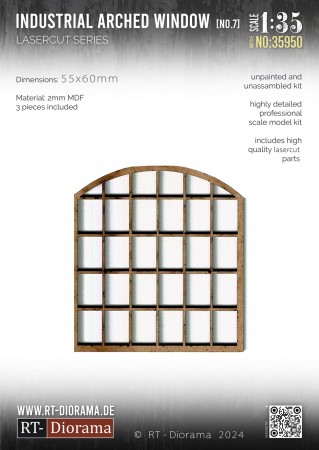 RT-Diorama 1:35 - 35950 Lasercut Industrial Arched Window No.7