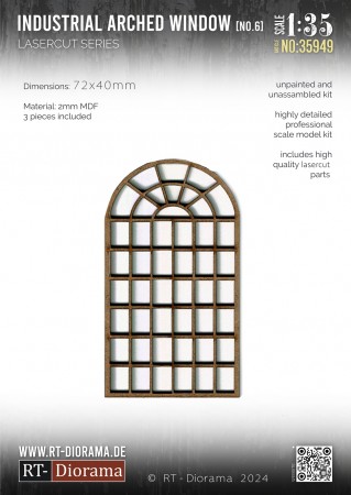 RT-Diorama 1:35 - 35949 Lasercut Industrial Arched Window No.6