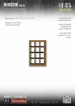 RT-Diorama 1:35 - 35909 Lasercut Georgian Bar Window No.6 (3 pcs)