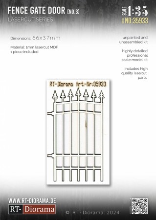RT-Diorama 1:35 - 35933 Lasercut Fence Element No.3 (in Frame)
