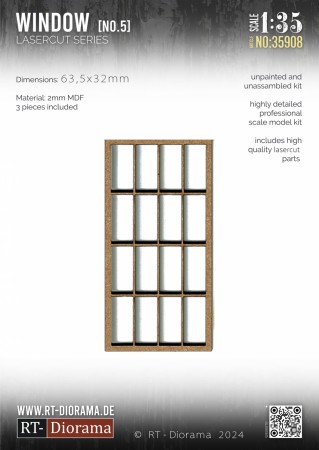 RT-Diorama 1:35 - 35908 Lasercut Georgian Bar Window No.5 (3 pcs)