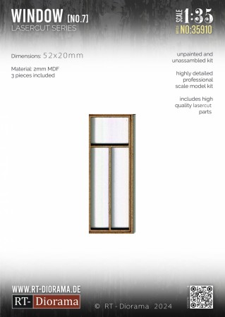 RT-Diorama 1:35 - 35910 Lasercut Georgian Bar Window No.7 (3 pcs)
